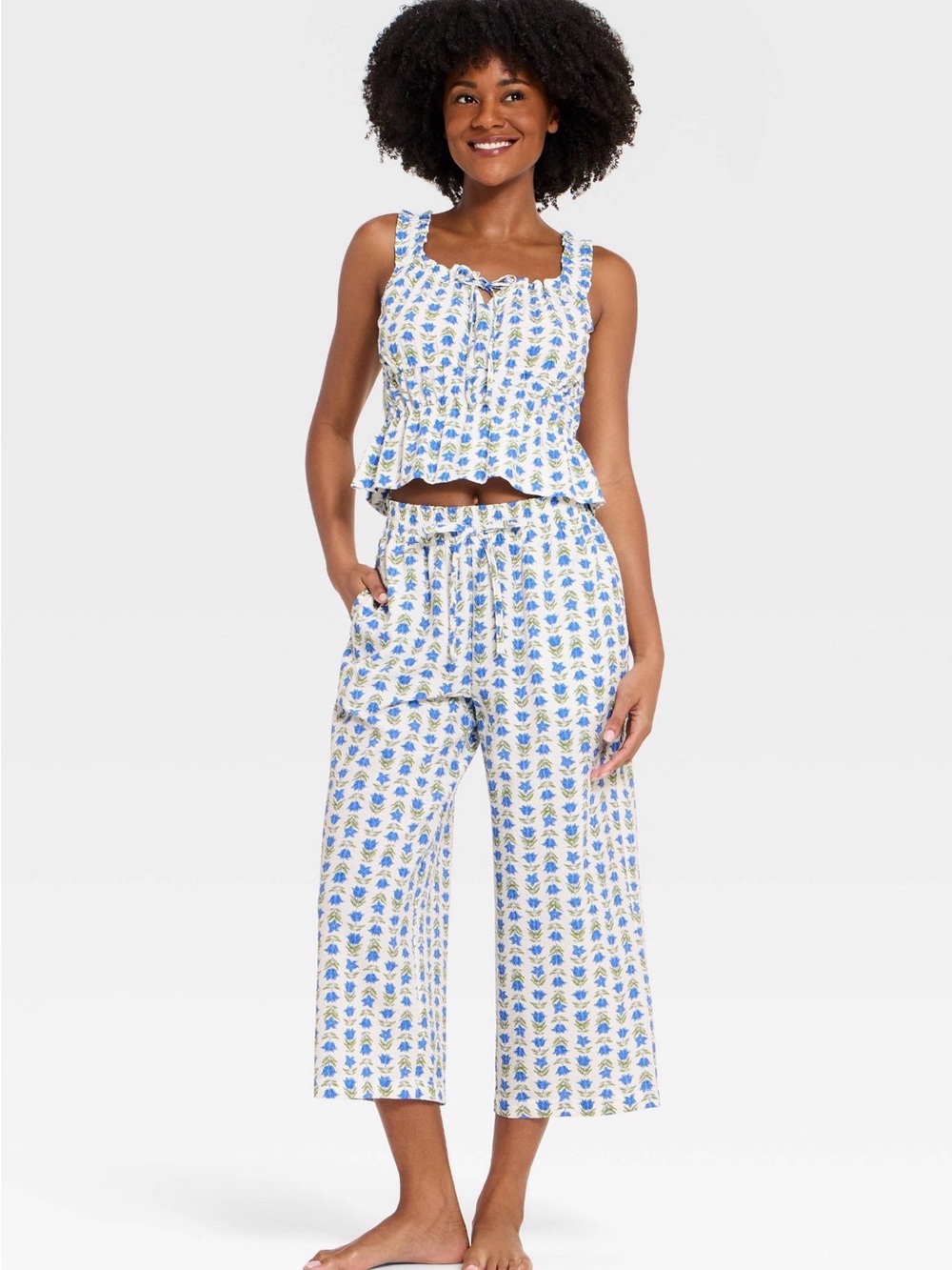Seersucker Matching Set Blue Floral by Auden - NWT